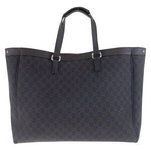 Gucci Brown Tote Canvas GG Bag Shoulder Leather